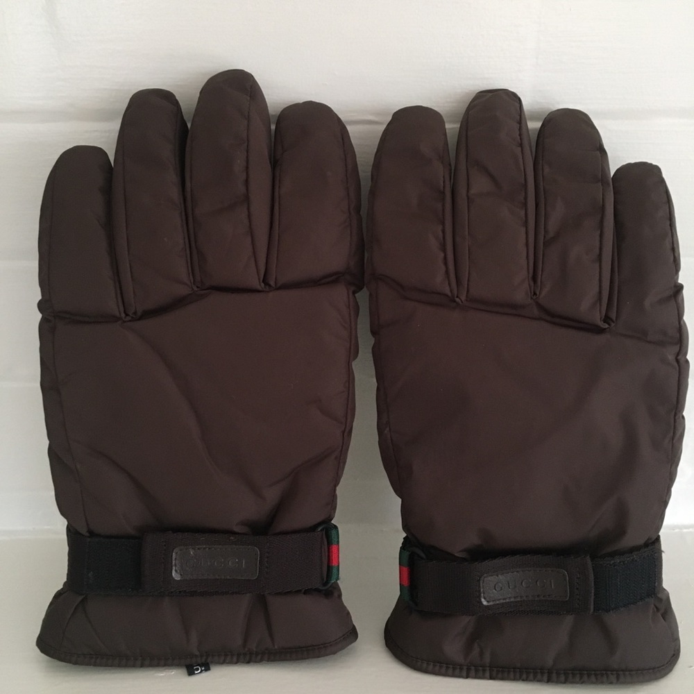 Gucci Men’s brown nylon gloves